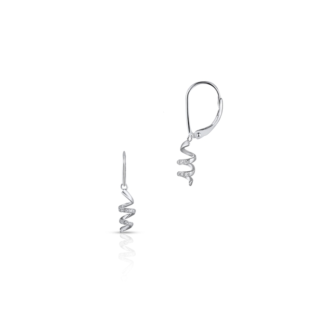 Kolczyki srebrne spirale z cyrkoniami