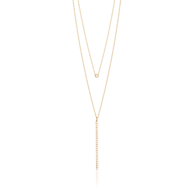 Naszyjnik złoty krawatka z cyrkoniami