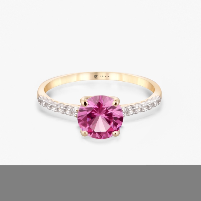 Pierścionek złoty z różowym szafirem Maria Antonina