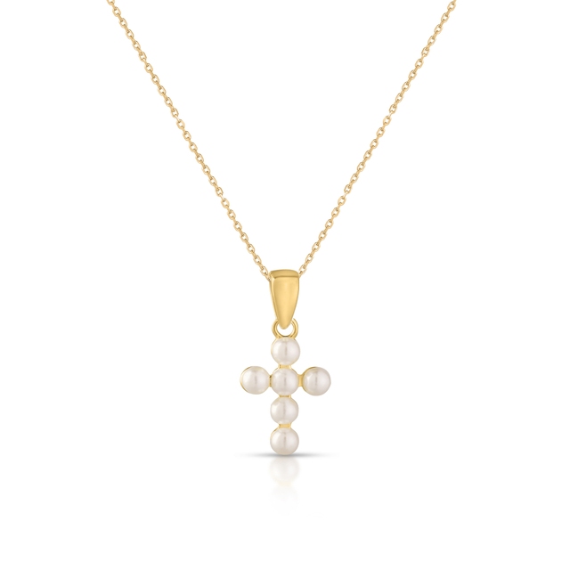 Naszyjnik krzyżyk z perłami
