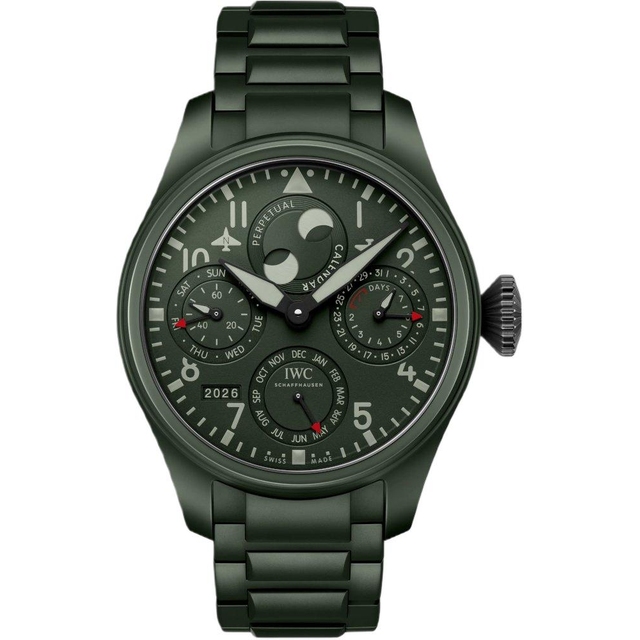 ZEGAREK IWC SCHAFFHAUSEN BIG PILOT'S PERPETUAL CALENDAR TOP GUN WOODLAND
