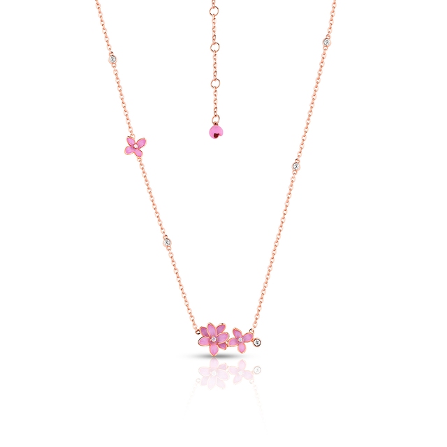 Naszyjnik srebrny Kwiaty Nocy Różowy Bez