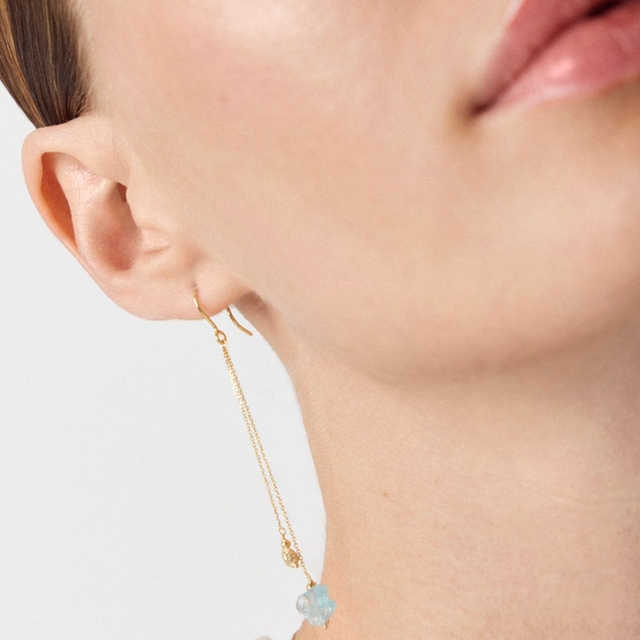 Kolczyki złote z niebieskim apatytem Saint Tropez