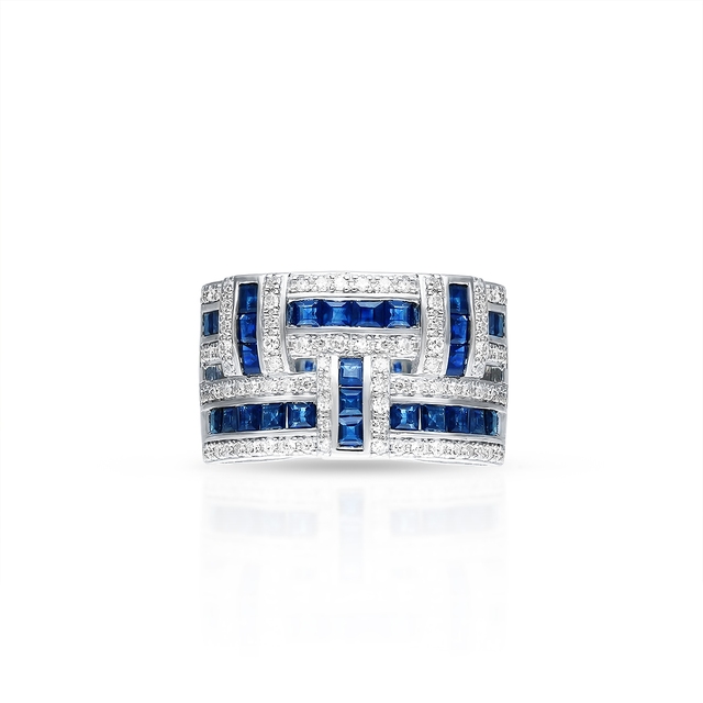 Pierścionek białe złoto z kamieniami szlachetnymi