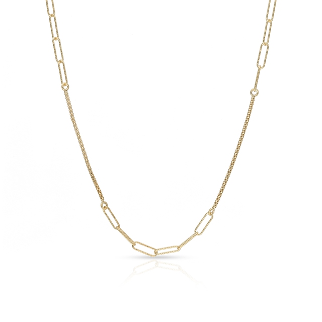 Naszyjnik srebrny pozłacany paper clip