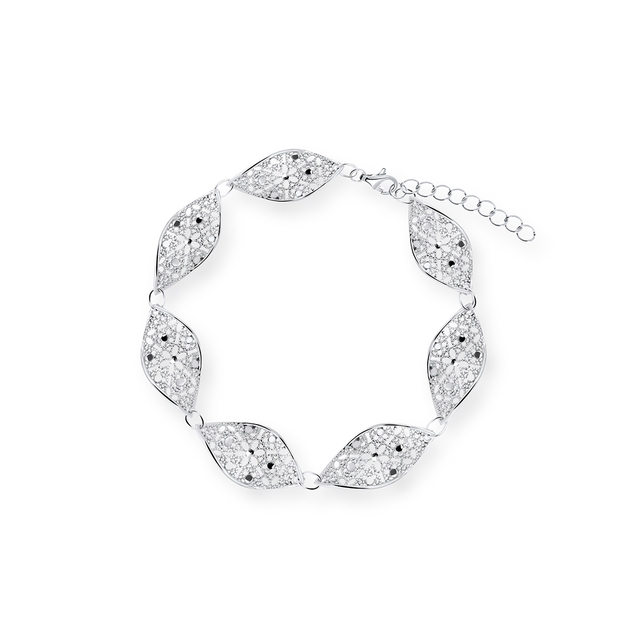 Bransoleta srebrna ażurowa