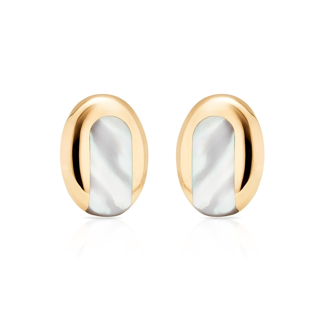 Spinki do koszuli złote z masą perłową