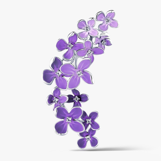 Nausznica srebrna Kwiaty Nocy Fioletowy Bez