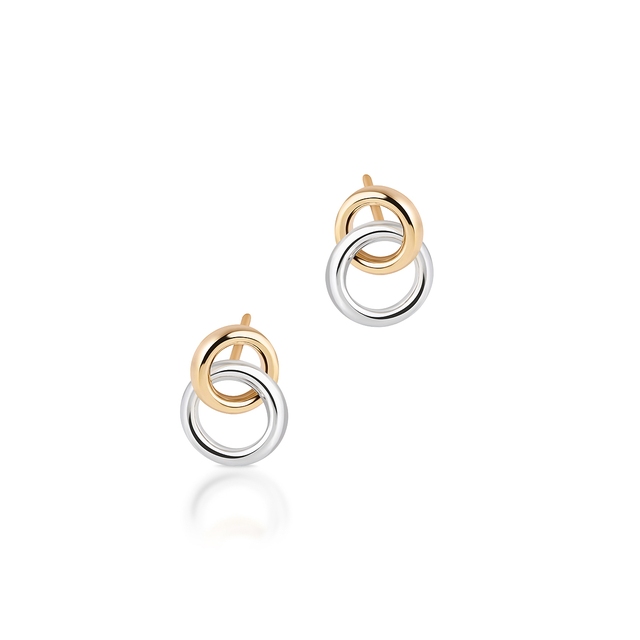 Kolczyki złote przeplatane obręcze