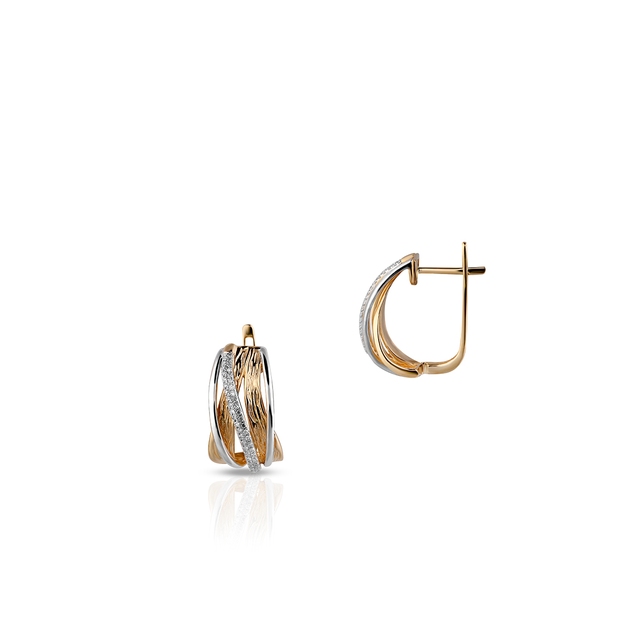 Kolczyki złote bicolor z diamentami