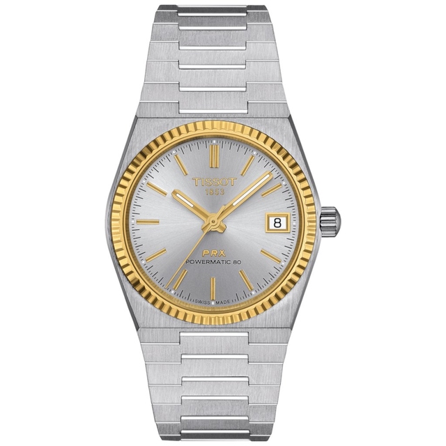 TISSOT PRX POWERMATIC 80 35MM STEEL AND 18K GOLD BEZEL