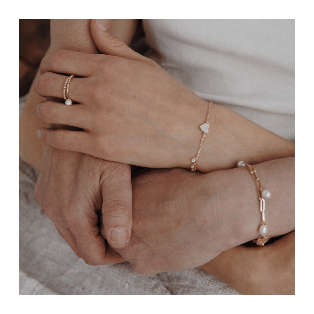 Bransoletka srebrna pozłacana z cyrkoniami serce