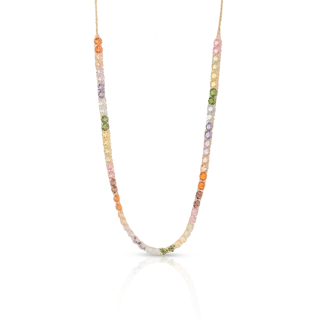 Naszyjnik złoty z kolorowymi cyrkoniami W.KRUK