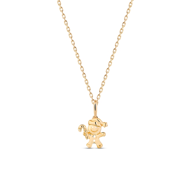 Wisiorek złoty z piernikowym ludzikiem