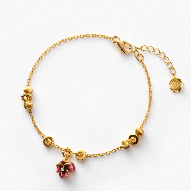 Bransoleta srebrna Kwiaty Nocy Bratki