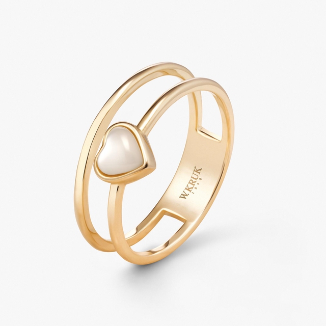 Pierścionek srebrny pozłacany z sercem