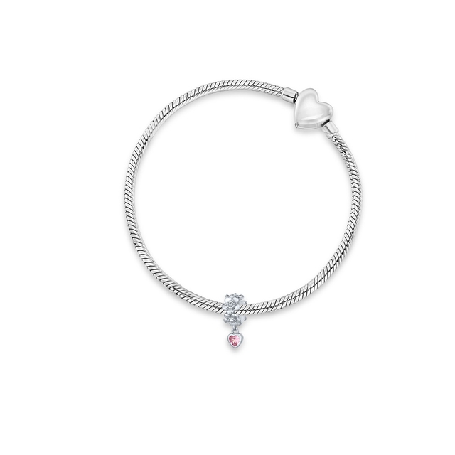 Zawieszka srebrna z różowym sercem Lovely Beads