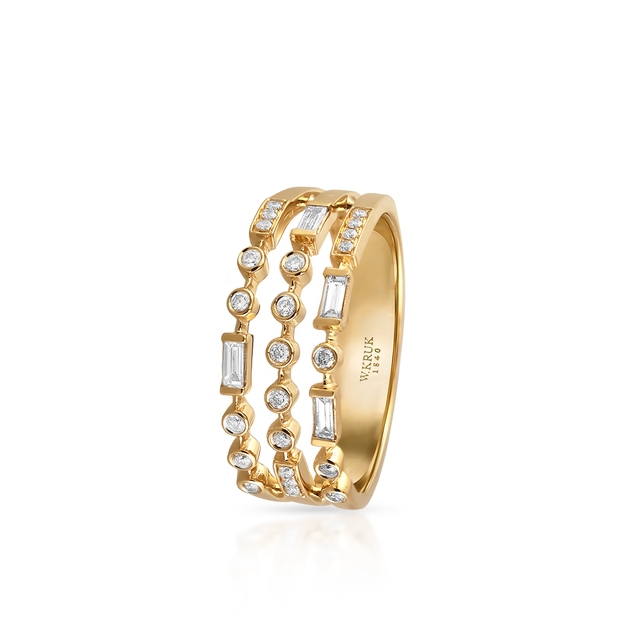 Pierścionek złoty z diamentami i brylantami