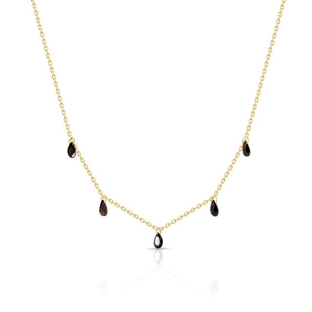 Naszyjnik srebrny pozłacany z czarnymi cyrkoniami