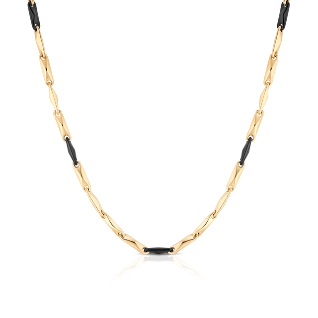 Naszyjnik złoty z elementami czarnej ceramiki