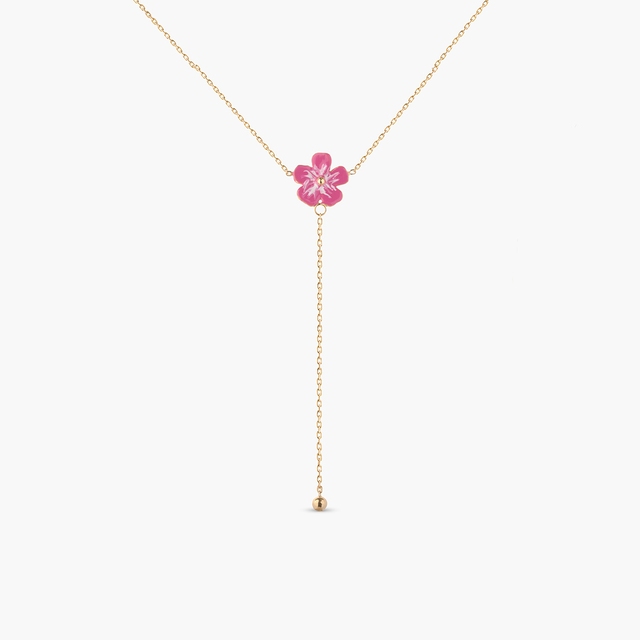 Naszyjnik złoty z różowym kwiatkiem