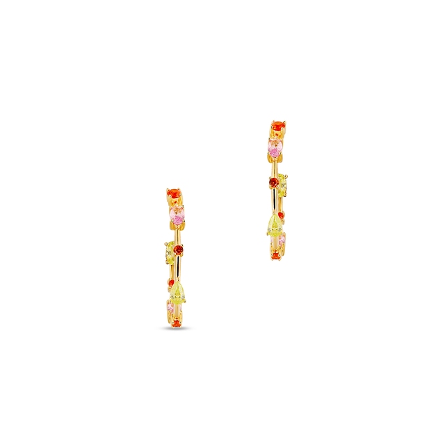 Kolczyki srebrne z kolorowymi kamieniami Mozaika