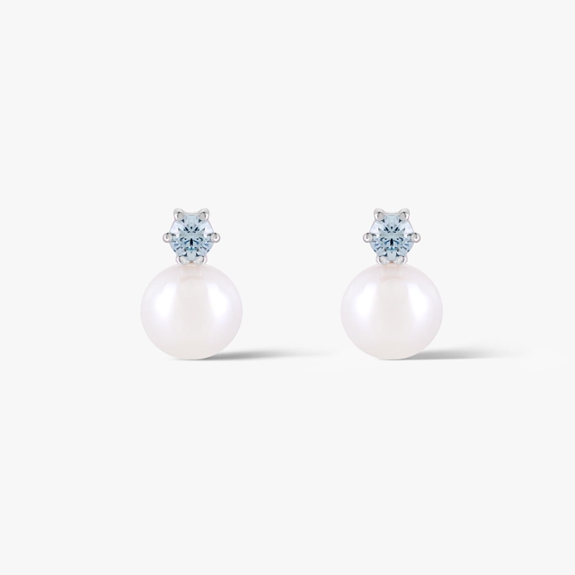 Kolczyki srebrne z perłą i cyrkonią