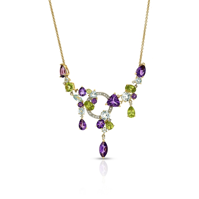 Naszyjnik złoty z kamieniami szlachetnymi