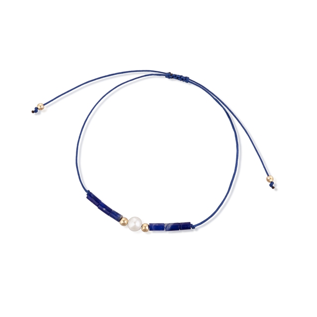 Bransoleta sznurkowa z perłą i sodalitami