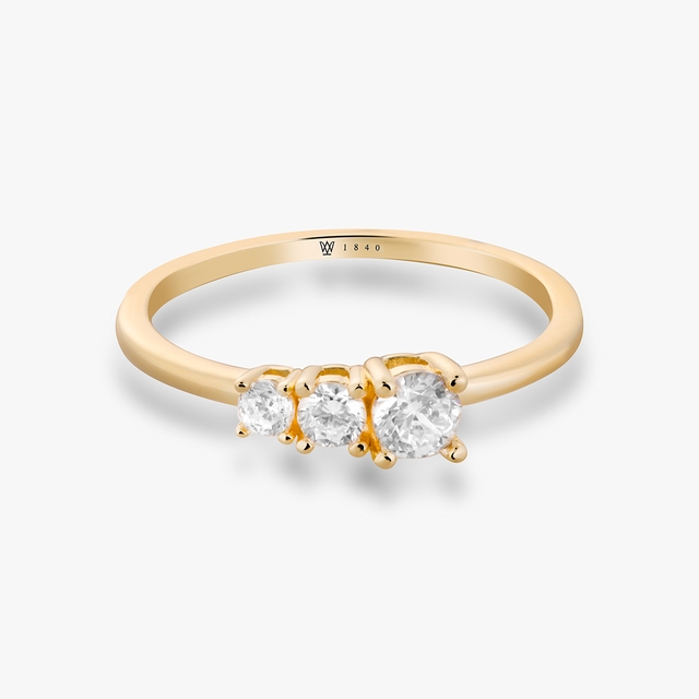 Pierścionek srebrny pozłacany z cyrkoniami