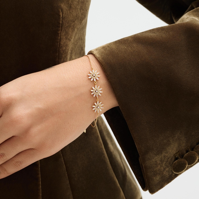 Bransoleta srebrna pozłacana z cyrkoniami