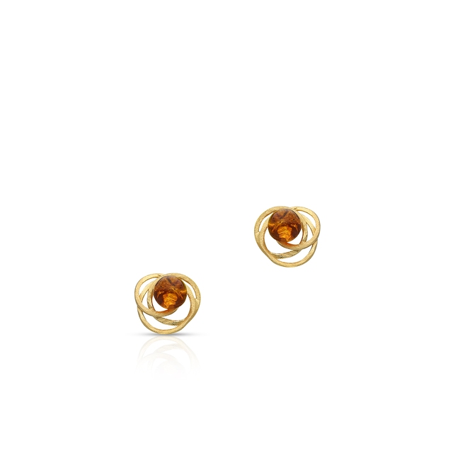 Kolczyki srebrne pozłacane z bursztynami