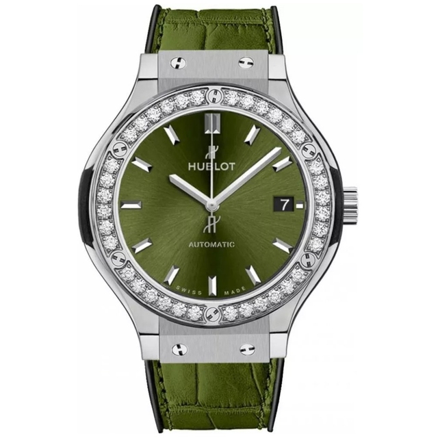 ZEGAREK HUBLOT CLASSIC FUSION TITANIUM GREEN DIAMONDS