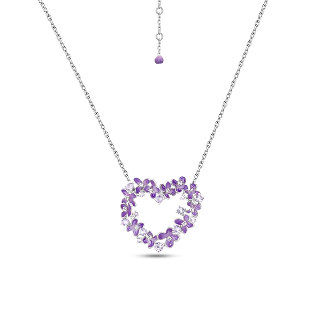 Naszyjnik srebrny Kwiaty Nocy Fioletowy Bez
