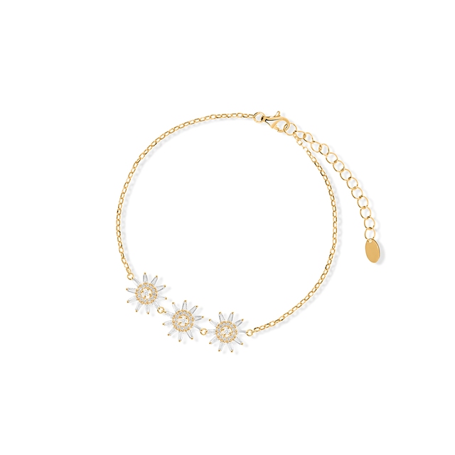 Bransoleta srebrna pozłacana z cyrkoniami