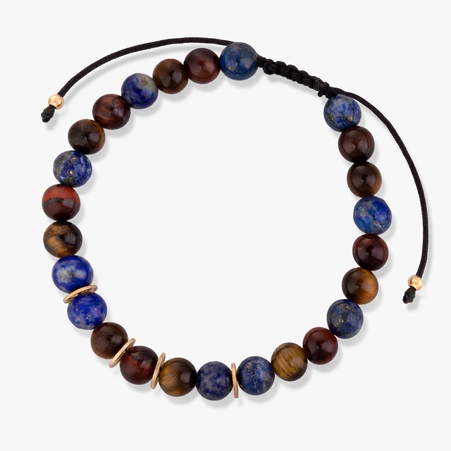 Bransoleta sznurkowa z tygrysim okiem i lapisem lazuli