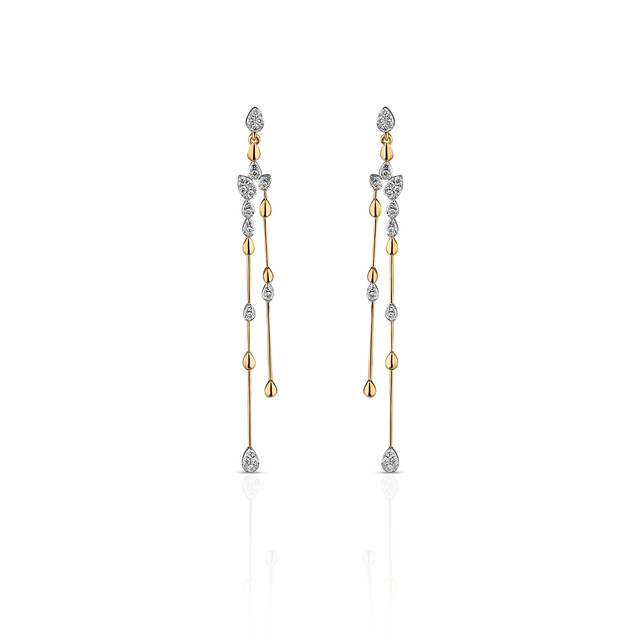 Kolczyki złote bicolor z diamentami