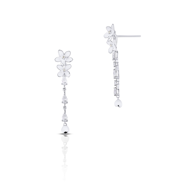 Kolczyki srebrne Kwiaty Nocy Biały Bez