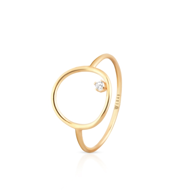 Pierścionek złoty z białą cyrkonią
