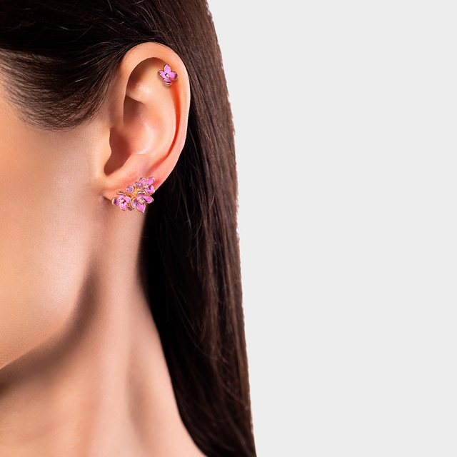 Kolczyki srebrne Kwiaty Nocy Różowy Bez