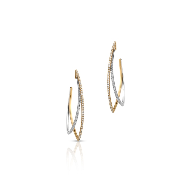 Kolczyki złote bicolor z diamentami