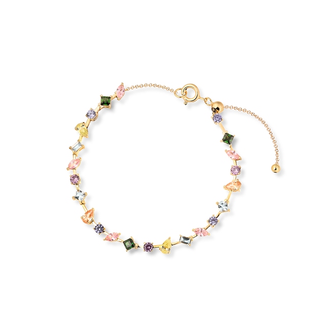 Bransoleta srebrna z kolorowymi cyrkoniami Mozaika