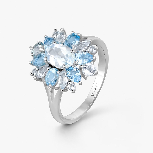 Pierścionek srebrny z topazami Szekspirowska