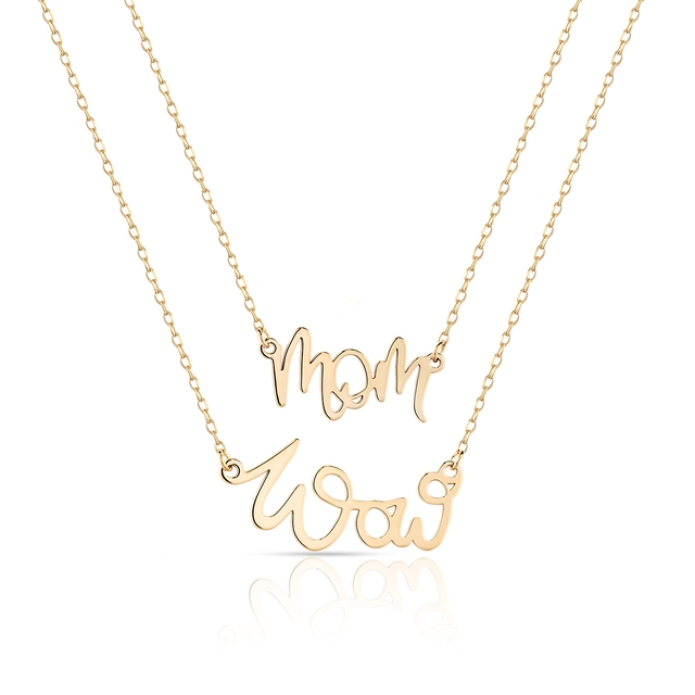 Naszyjnik srebrny pozłacany Wow Mom