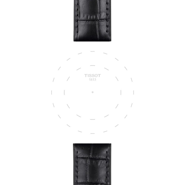 Czarny pasek Tissot wykonany ze skóry z elementami z gumy 22 mm