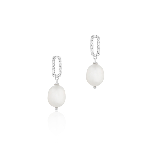 Kolczyki srebrne z perłami i cyrkoniami