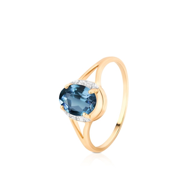 Pierścionek złoty blue topaz