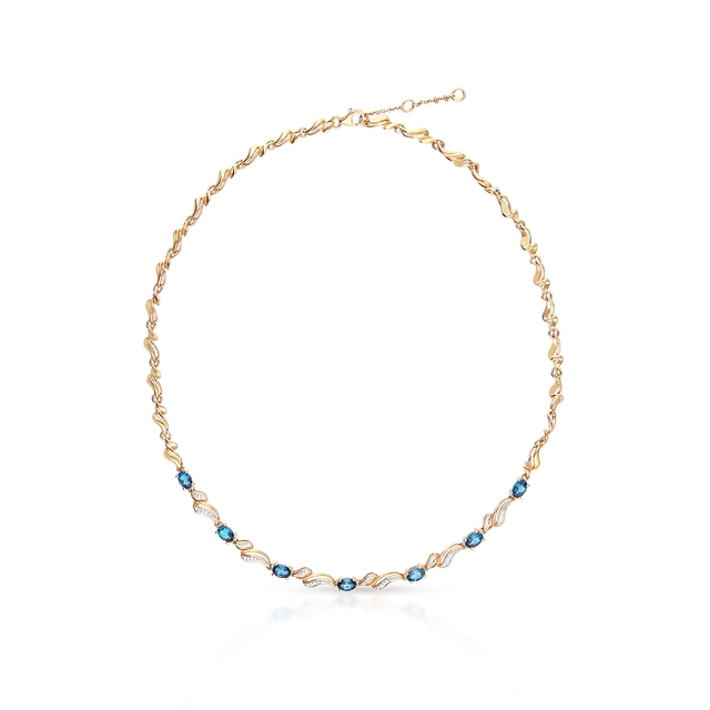 Naszyjnik złoty z topazami i diamentami