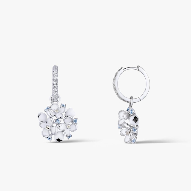 Kolczyki srebrne Kwiaty Nocy Biały Bez