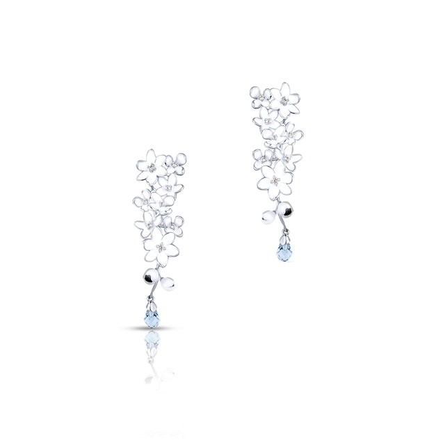 Kolczyki srebrne Kwiaty Nocy Biały Bez
